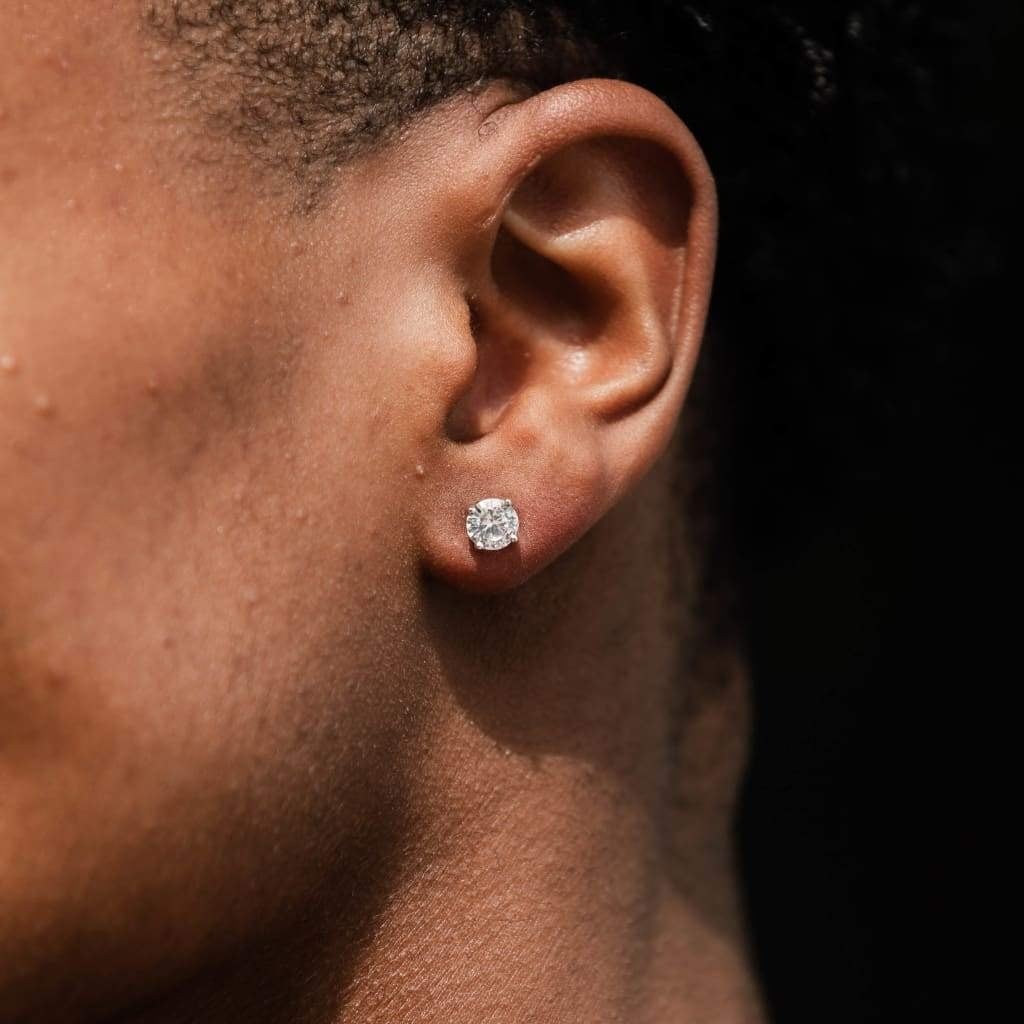 s925 Round Cut Stud Earrings 6,7,8mm 【GOLD】