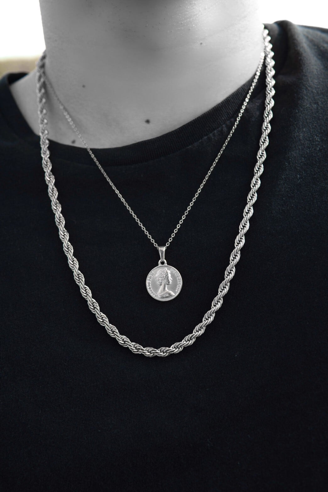 316L Coin Necklace 【SILVER】